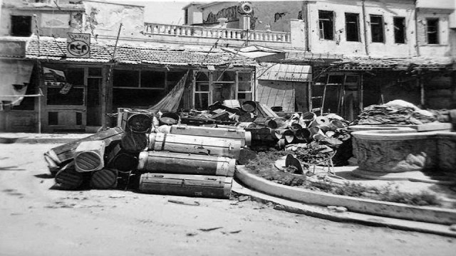 Lions square during the war...a parachute can be seen in the background