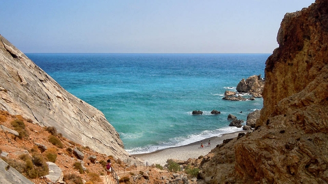 As you walk downhill to the beach, the view is magical